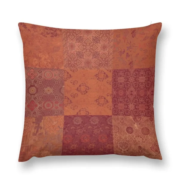 Vintage Bohemian Orange Quilt Pillow