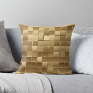 Solid Gold Squares Throw Pillow