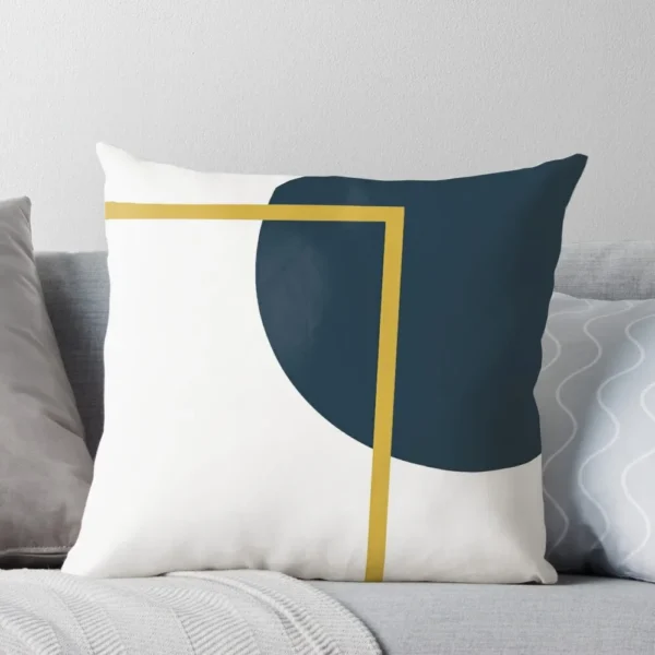 Geometric Mustard & Blue Pillow
