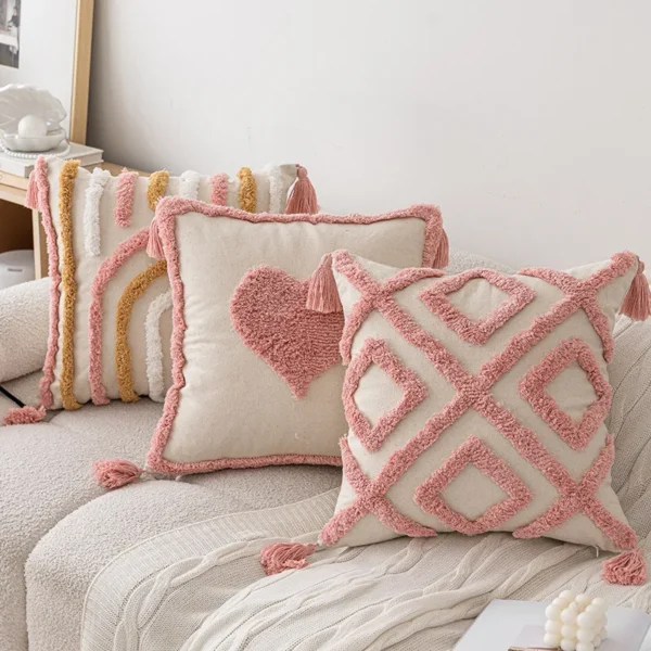 Pink Tufted Throw Pillow